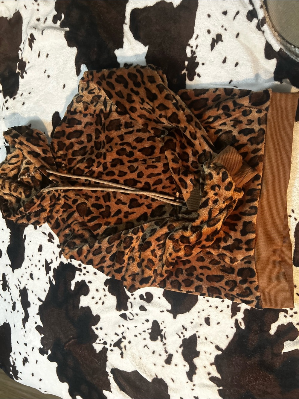 Leopard Print Hooded Jacket - Brown